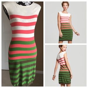 Milly Pink, White, and Green Midi Dress